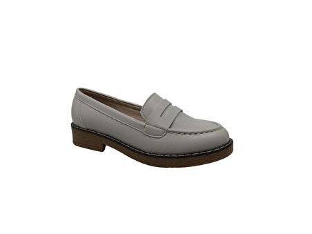 Zerhan 2404 Kadın Krem Günlük Kullanım Loafer Ayakkabı