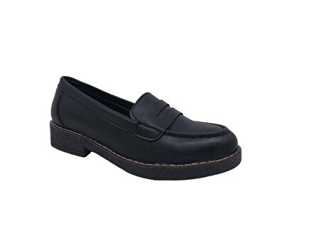 Zerhan 2404 Kadın Siyah Günlük Kullanım Loafer Ayakkabı