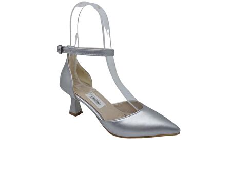 Zerhan 0101 Kadın Siyah Bilekten Bantlı Sivri Burun Kadeh Topuk Ayakkabı