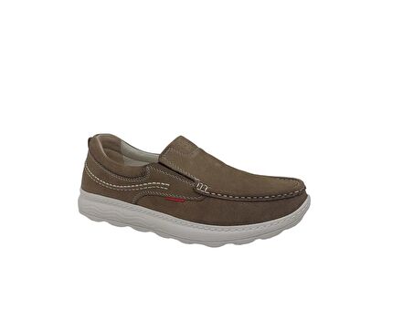 Paggi 1802 Erkek Haki Nubuk Deri Loafer Ayakkabı