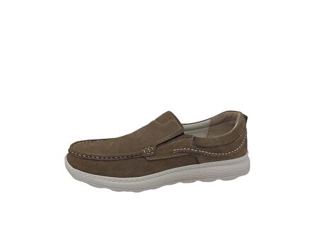Paggi 1802 Erkek Haki Nubuk Deri Loafer Ayakkabı