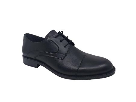 Zerhan 364 Erkek Siyah Bağcıklı Hakiki Deri Klasik Ayakkabı