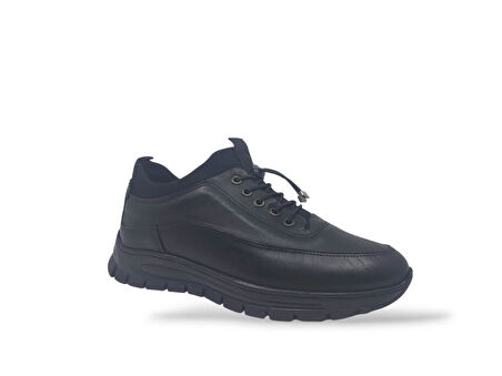 Zerhan 550 Erkek Siyah Çorap Model Hakiki Deri Casual Ayakkabı