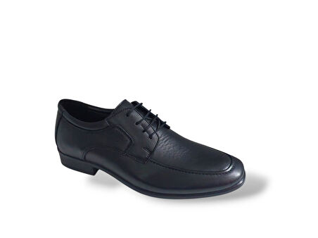 Zerhan 199 Erkek Siyah Bağcıklı Hakiki Deri Klasik Hafif Taban Ayakkabı