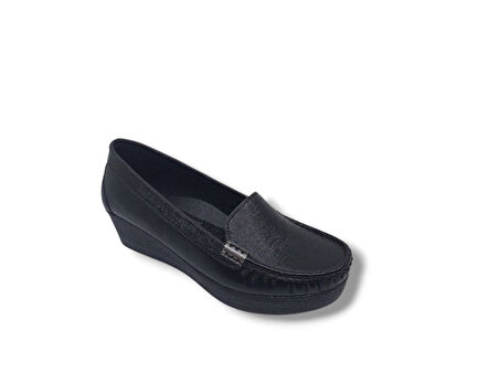 Zerhan 109 Kadın Siyah Pırıltılı Dolgu Topuk Ayakkabı