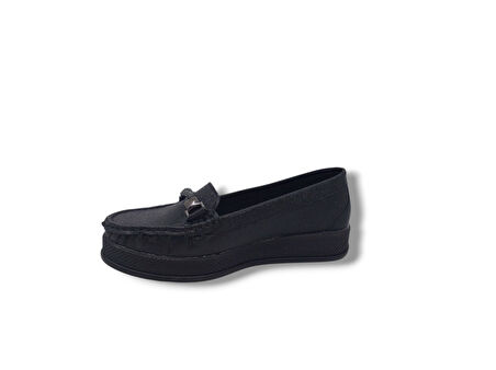 Zerhan 132 Kadın Siyah Pırıltılı Taşlı Dolgu Topuk Ayakkabı