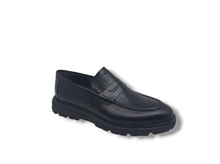 Zerhan 253-2230 Erkek Siyah Hakiki Deri Loafer Ayakkabı