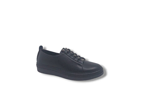 Zerhan 1021 Kadın Siyah Lastik Bağcıklı Taşlı Spor Şık Ayakkabı