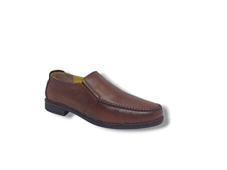 Zerhan 044 Erkek Taba Hakiki Deri Poli Taban Loafer Ayakkabı