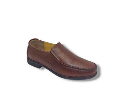 Zerhan 044 Erkek Taba Hakiki Deri Poli Taban Loafer Ayakkabı