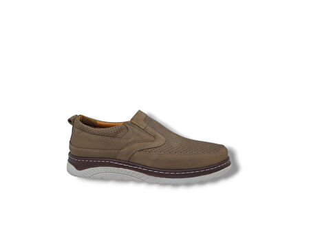 Modesa 251 Erkek Bej Nubuk Deri Loafer Ayakkabı