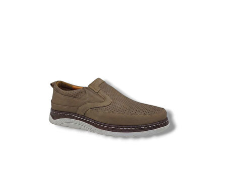 Modesa 251 Erkek Bej Nubuk Deri Loafer Ayakkabı