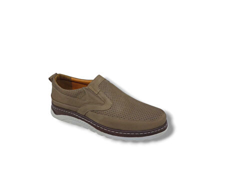 Modesa 251 Erkek Bej Nubuk Deri Loafer Ayakkabı