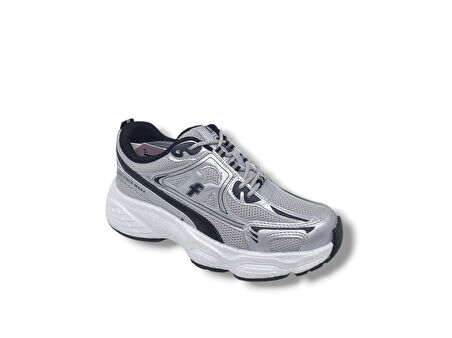 Flet 329 Gri File Yürüyüş Koşu Kalın Taban Spor Ayakkabı