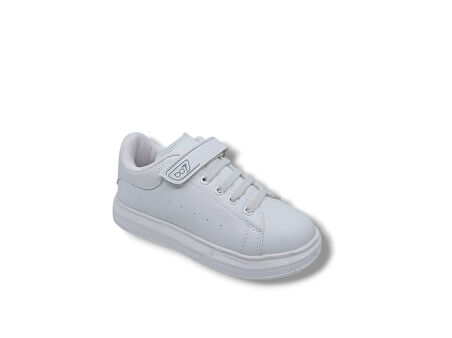 BestOf 150 Çocuk Beyaz Cırt Cırtlı Kalın Taban Casual Spor Ayakkabı