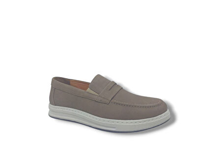 Modesa 271 Erkek Bej Nubuk Deri Loafer Ayakkabı