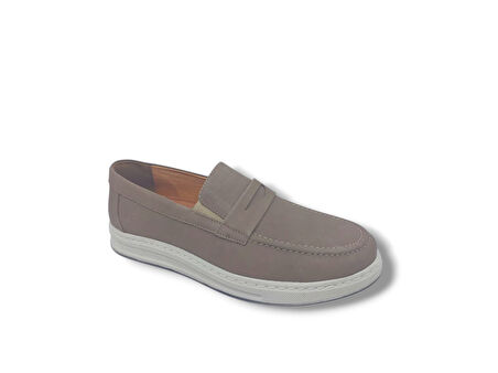 Modesa 271 Erkek Bej Nubuk Deri Loafer Ayakkabı