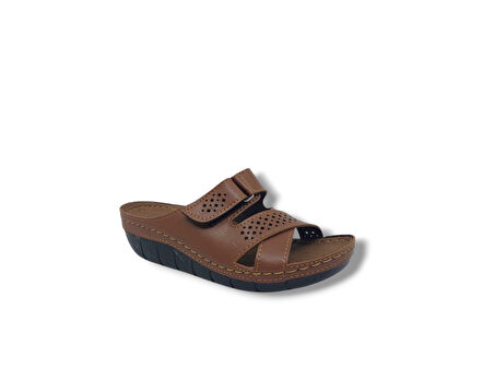 Zerhan 2354 Kadın Taba Cırtlı Günlük Kullanım Dolgu Topuk Terlik