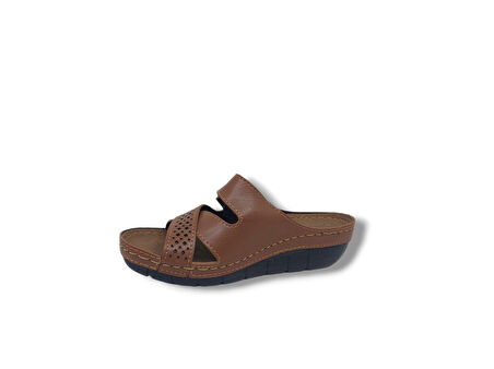 Zerhan 2354 Kadın Taba Cırtlı Günlük Kullanım Dolgu Topuk Terlik