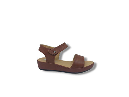 Zerhan 1035 Kadın Taba Cırtlı Günlük Kullanım Sandalet Ayakkabı