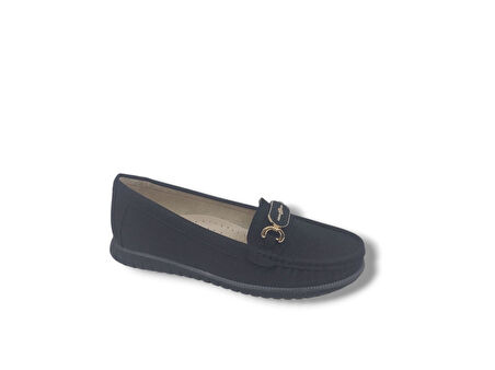 Zerhan 330 Kadın Siyah Tokalı Babet Ayakkabı