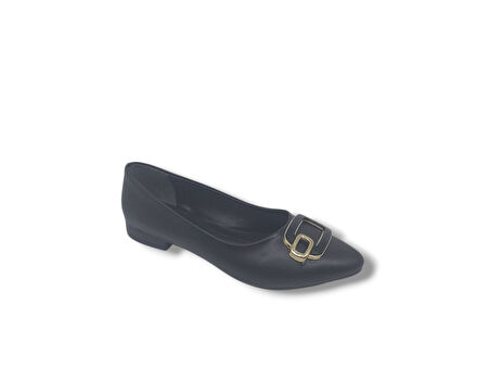 Zerhan 147 Kadın Siyah Tokalı Babet Ayakkabı