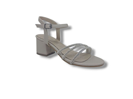 Zerhan 475 Kadın Ten Pırıltılı Kalın Topuklu Abiye Ayakkabı