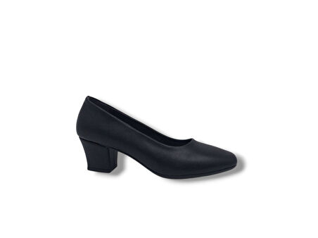 Zerhan 7300 Kadın Siyah Alçak Kalın Topuklu Ayakkabı