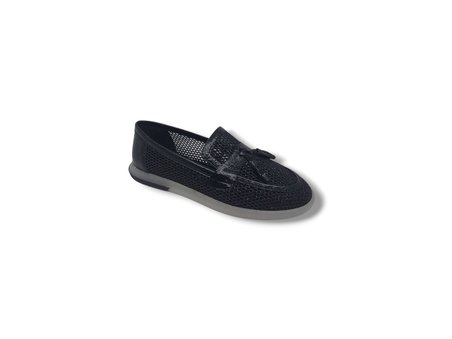 İzlife 603 Kadın Siyah File Pırıltılı Loafer Ayakkabı