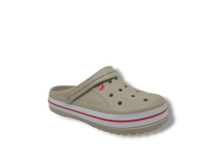 AkınalBella 467 Unisex Bej Beyaz Kırmızı Büyük Numara Sabo Terlik 46 47