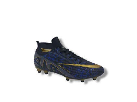 Laliga 565 Erkek Çocuk Siyah Füme Desenli Çoraplı Büyük Numara Krampon Ayakkabı 45 46 47