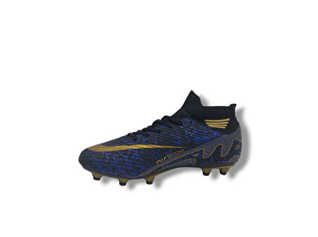 Laliga 565 Erkek Çocuk Siyah Füme Desenli Çoraplı Büyük Numara Krampon Ayakkabı 45 46 47