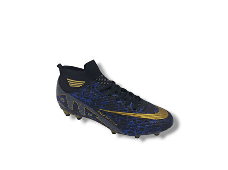 Laliga 565 Erkek Çocuk Siyah Füme Desenli Çoraplı Büyük Numara Krampon Ayakkabı 45 46 47