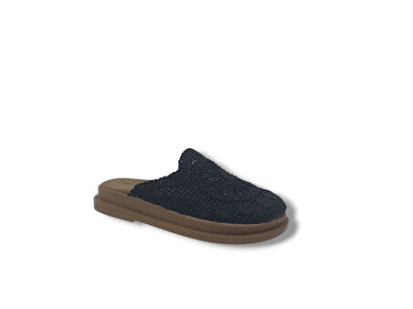 Zerhan 11706 Kadın Siyah Makrome Örgü Terlik