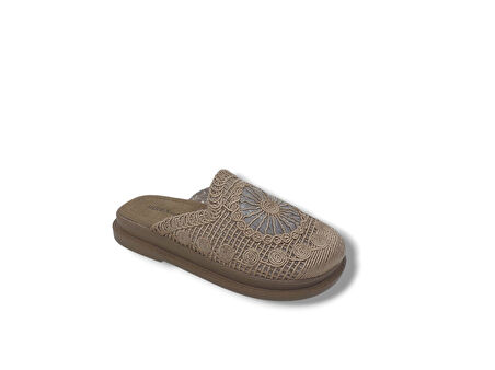 Zerhan 11706 Kadın Vizon Makrome Örgü Terlik