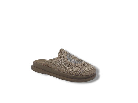 Zerhan 11706 Kadın Vizon Makrome Örgü Terlik