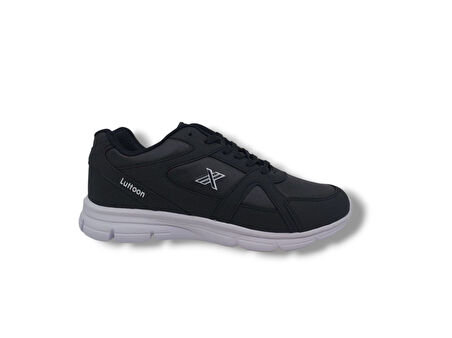 Lutton 350 Unisex Siyah Bağcıklı Yürüyüş Koşu Büyük Numara Spor Ayakkabı 45 46 47 48