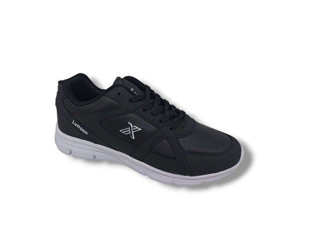 Lutton 350 Unisex Siyah Bağcıklı Yürüyüş Koşu Büyük Numara Spor Ayakkabı 45 46 47 48