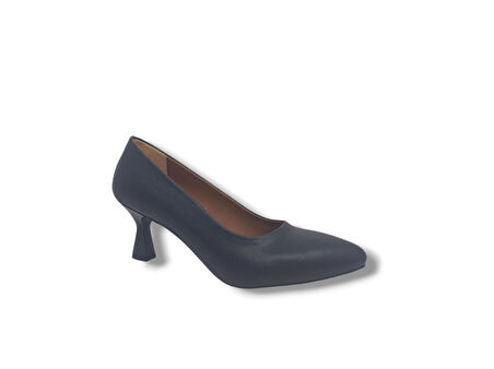 Zerhan 239 Kadın Lacivert Alçak Kadeh Topuk Stiletto Ayakkabı