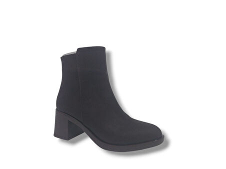 Zerhan 1499 Kadın Koyu Kahve Fermuarlı Kalın Topuklu Bot