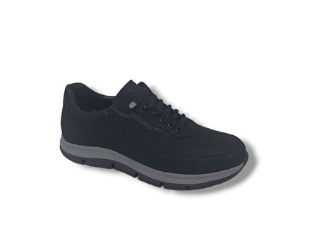 Modesa 285 Erkek Siyah Crazy Deri Lastik Bağcıklı Poli Taban ( Hafif ) Ayakkabı