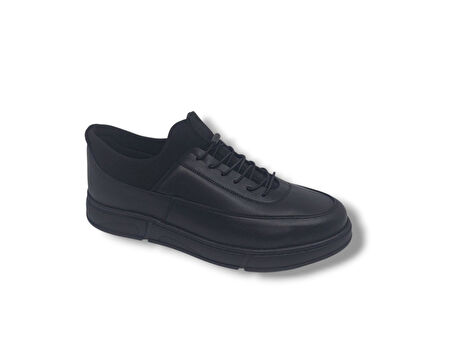 Modesa 2566 Erkek Siyah Hakiki Deri Çorap Model Kauçuk Taban Ayakkabı