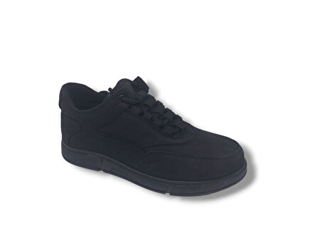 Modesa 284 Erkek Siyah Crazy Deri Lastik Bağcıklı Kauçuk Taban Ayakkabı