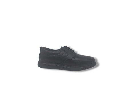 Özsoylu 267 Erkek Siyah Bağcıklı Hakiki Deri Günlük Kullanım Poli Taban ( HAFİF ) Büyük Numara Ayakkabı 45 46 47