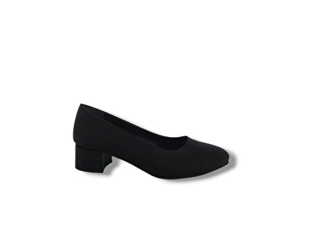 Zerhan 1003 Kadın Siyah Pırıltılı Alçak Topuklu Ayakkabı