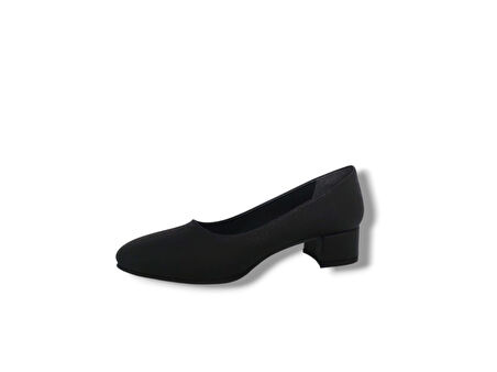 Zerhan 1003 Kadın Siyah Pırıltılı Alçak Topuklu Ayakkabı