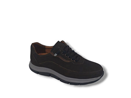 Modesa 285 Erkek Koyu Kahve Crazy Deri Lastik Bağcıklı Poli Taban ( Hafif ) Ayakkabı