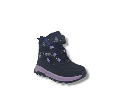 Zerhan 054 Kız Çocuk Siyah Lila Cırt Cırtlı Treking Bot