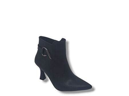 Zerhan 626 Kadın Siyah Fermuarlı Topuklu Bot