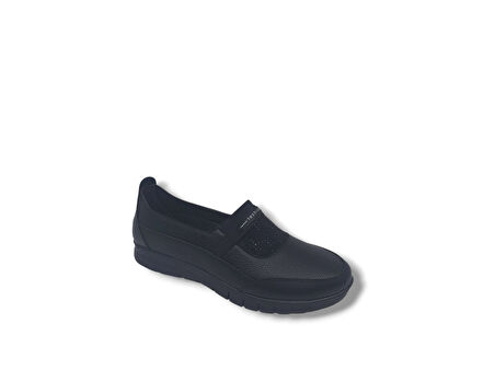 Zerhan 650 Kadın Siyah  Taşlı Loafer Komfort Termo Taban Büyük Numara Ayakkabı 41 42